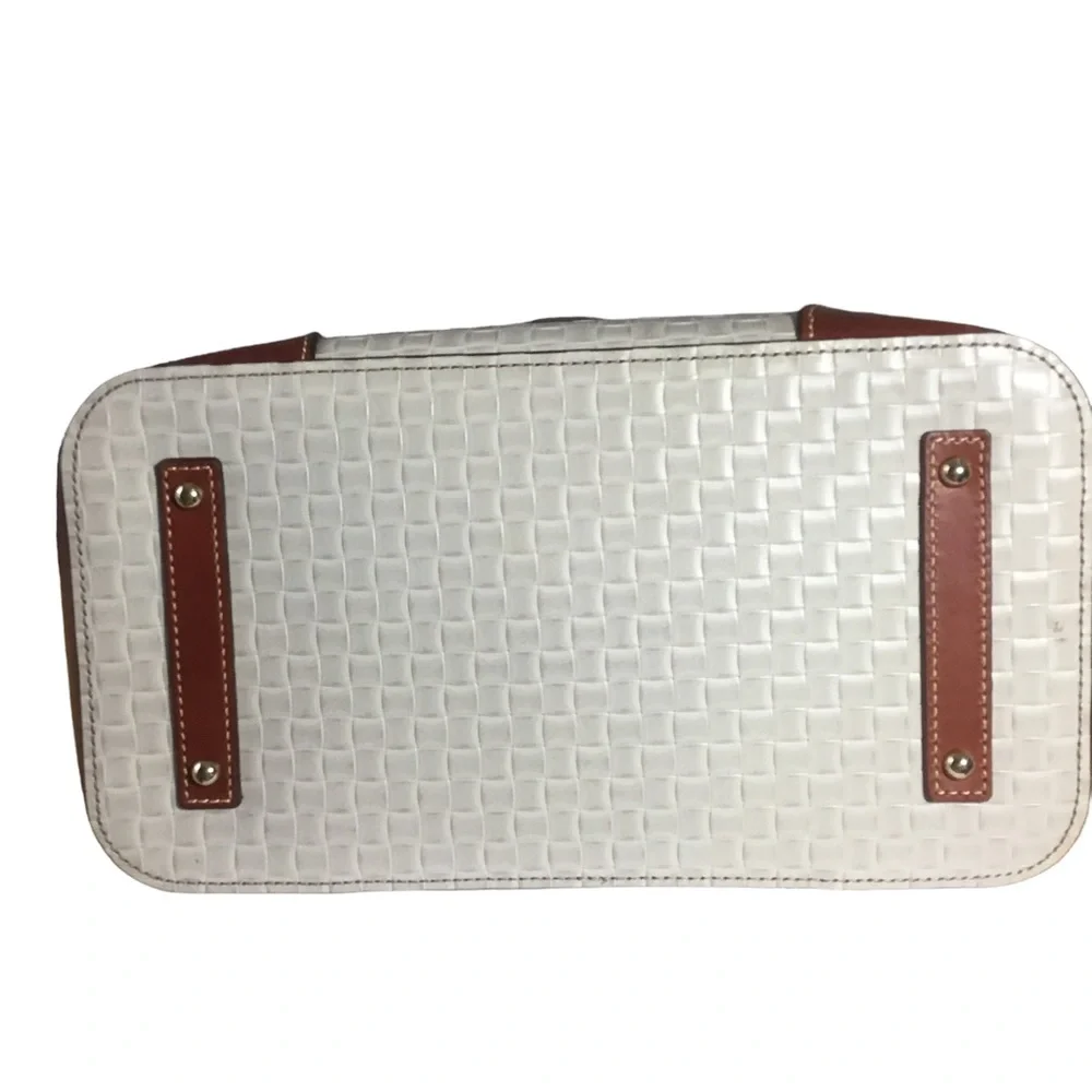 Dooney & Bourke Weave Tote Tan Leather Trim Logo Shoulder Bag